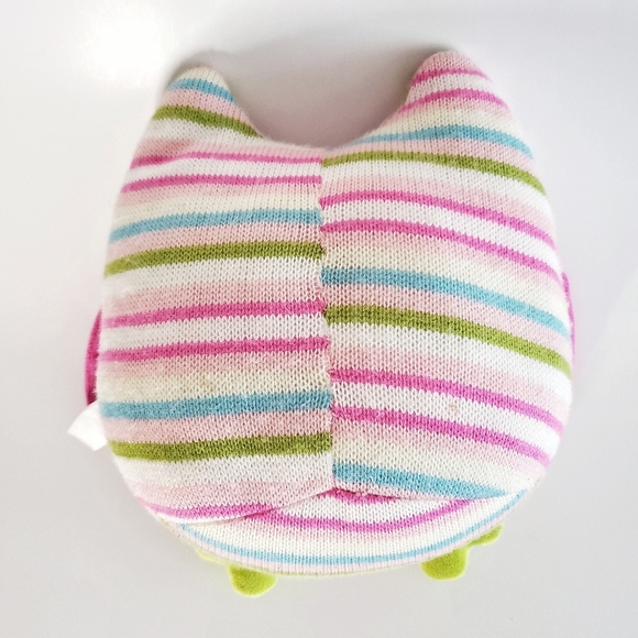Kids Owl Ribbed Rattle Stuffed Animal Stripes Pink - Picture 2 of 5